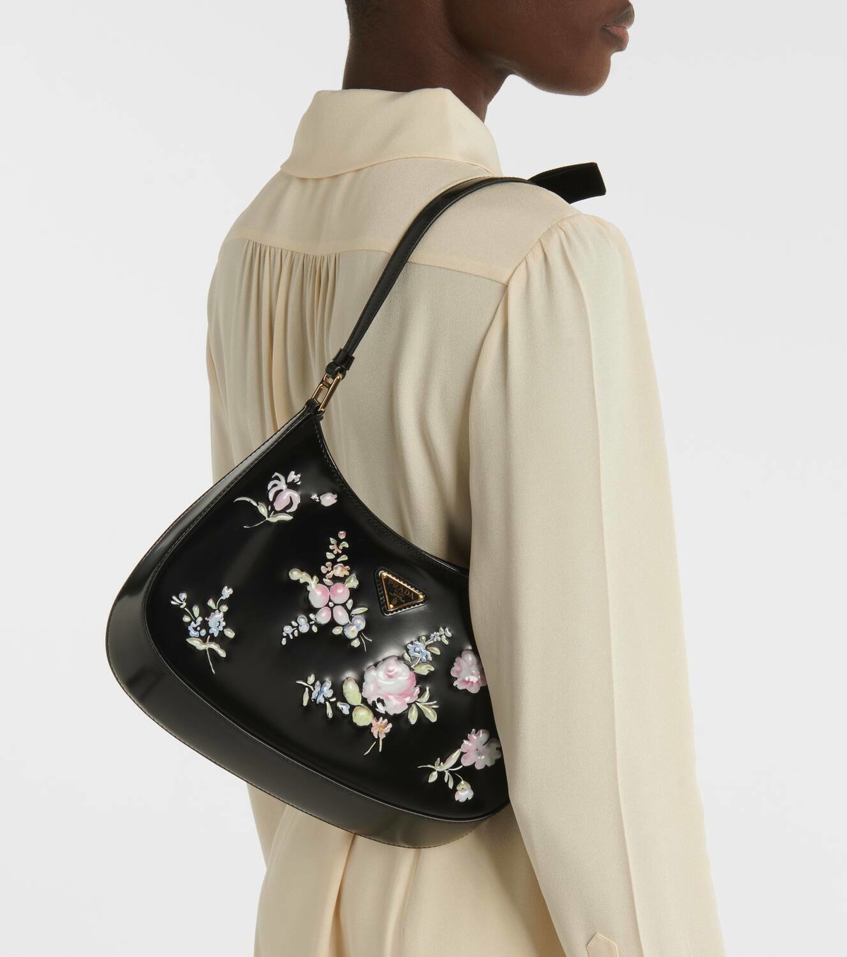 Prada Prada Cleo floral leather shoulder bag Prada display picture 3