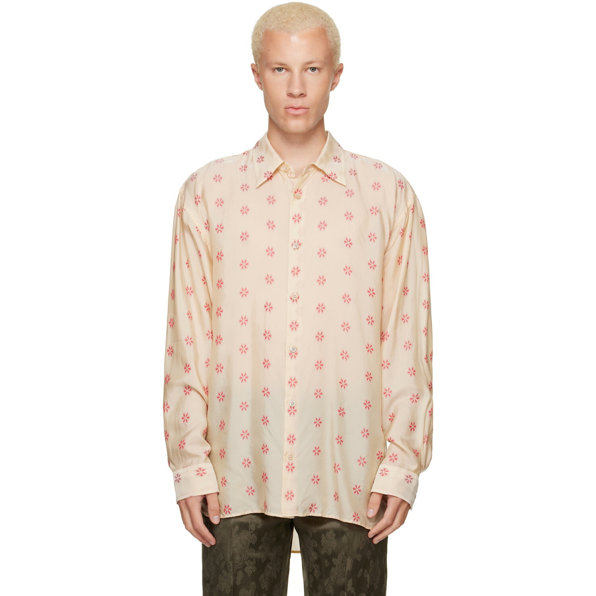 Dries Van Noten Off-White Loose Jacquard Shirt