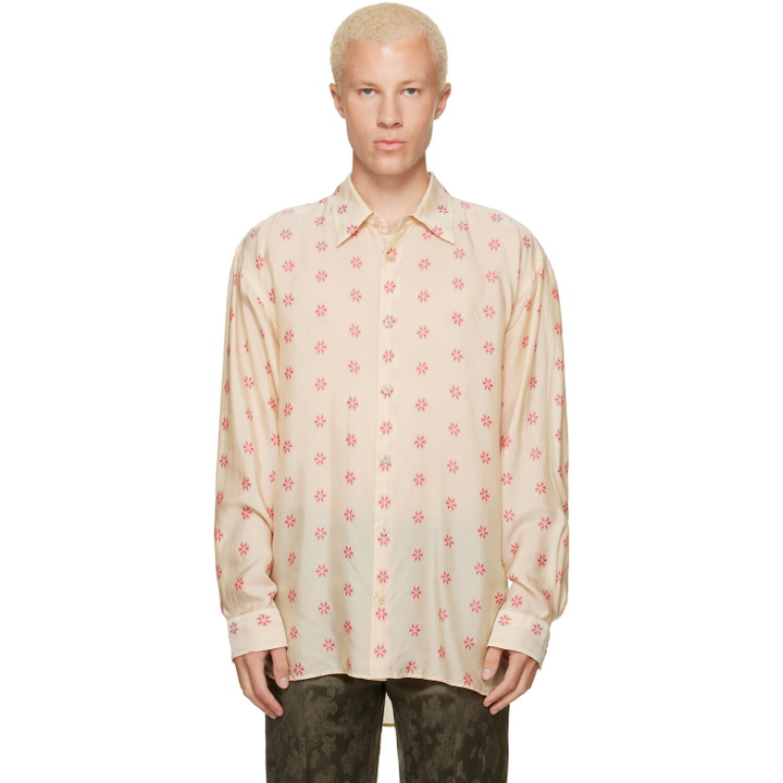 Photo: Dries Van Noten Off-White Loose Jacquard Shirt