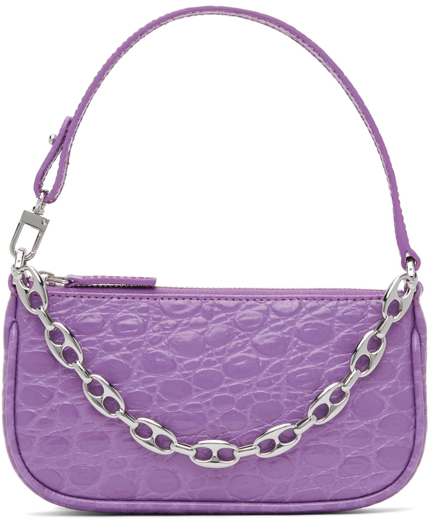 BY FAR Purple Croc Rachel Mini Bag