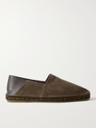 TOM FORD - Barnes Collapsible-Heel Leather-Trimmed Suede Espadrilles - Green