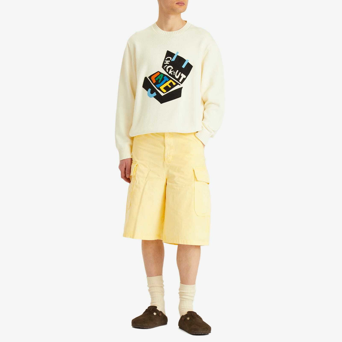 Late Checkout Men's Faded Cargo Shorts in Yellow