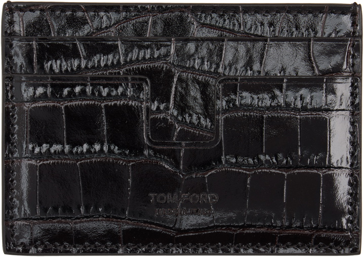 Photo: TOM FORD Black Shiny Croc 'T Line' Money Clip Card Holder