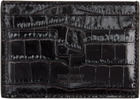 TOM FORD Black Shiny Croc 'T Line' Money Clip Card Holder