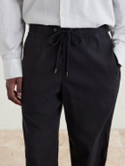 James Perse - Straight-Leg Linen-Blend Canvas Drawstring Trousers - Black