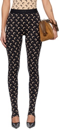 Marine Serre Black Recycled Moon Jersey Stirrup Leggings