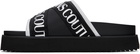 Versace Jeans Couture Black & White Logo Platform Sandals