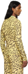 Stanley Raffington Yellow & Green Leopard Print Plated Knit Crewneck Sweater