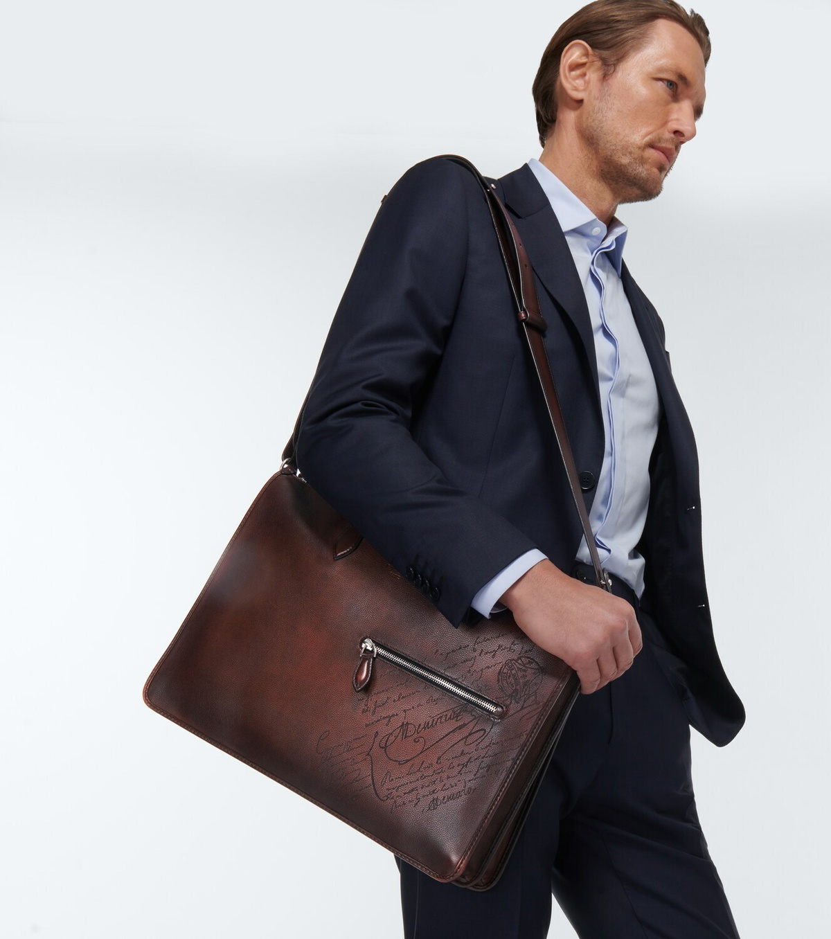 Berluti Anjoule Mini Gradient Calligraphy Scritto Leather 2way Shoulder Briefcase Business Handbags Green black
