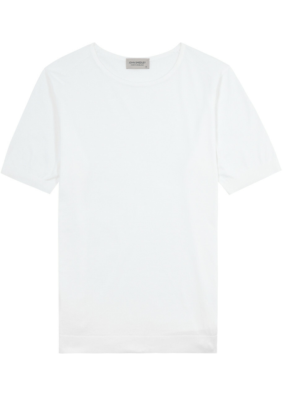 John Smedley Belden Knitted Cotton T-shirt White John Smedley