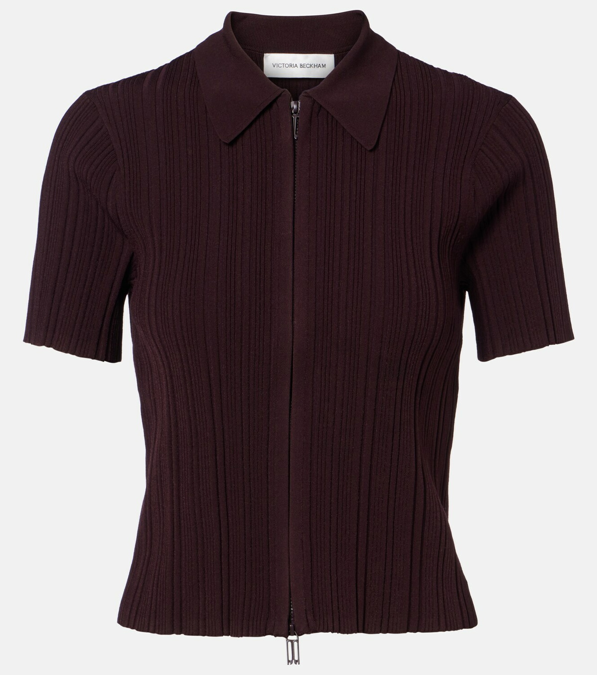 Victoria Beckham Ribbed-knit zip-up top