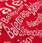 Balenciaga - Logo-Intarsia Virgin Wool-Blend Sweater - Red