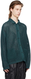 YOKE Green Spread Collar Cardigan