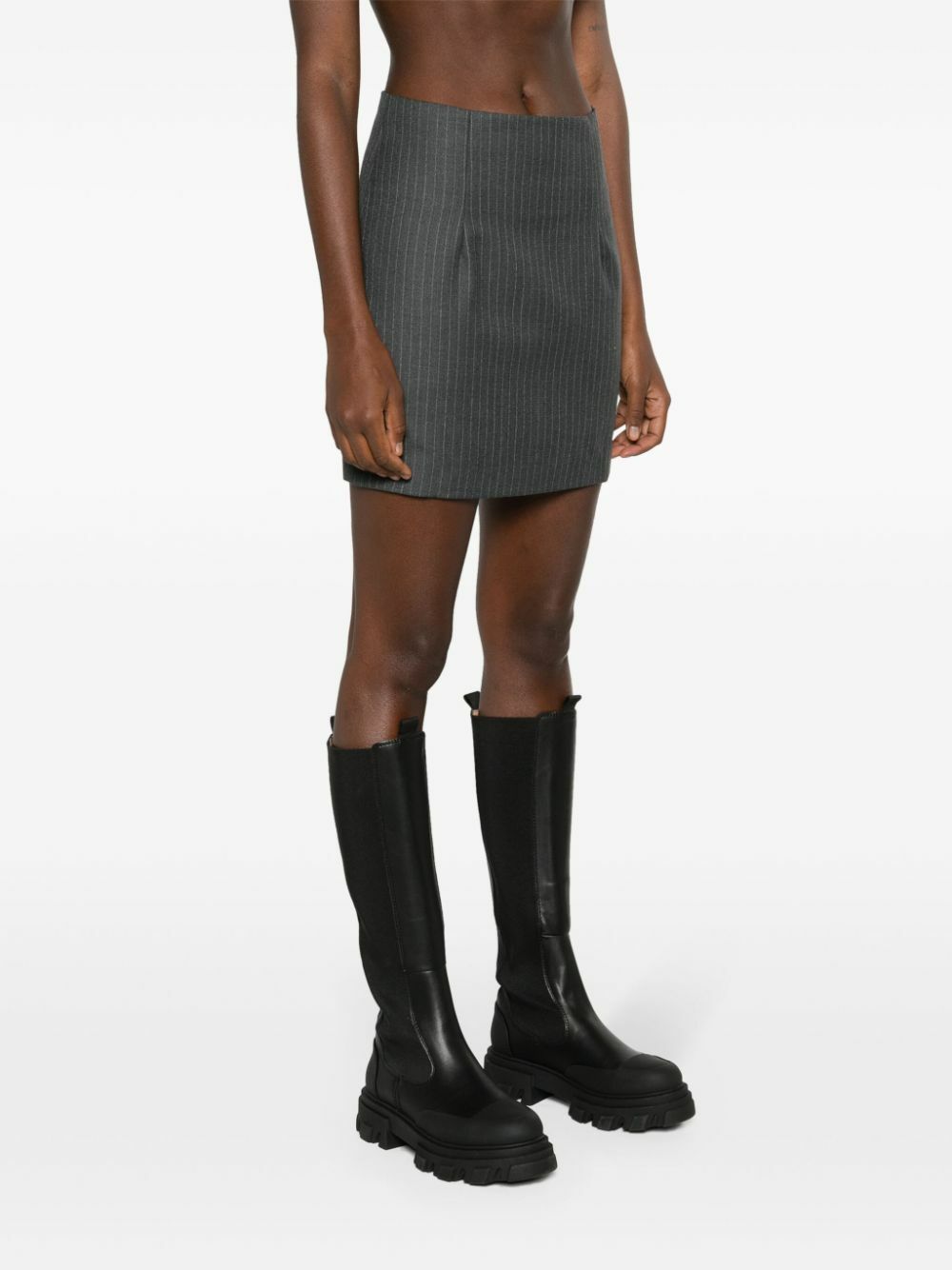 GAUGE81 Grey Mani Pinstripe Pencil Mini Skirt
