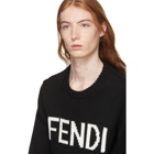Fendi Black Wool Logo Pullover