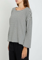 Eileen Fisher Striped Cotton-knit top Black And White