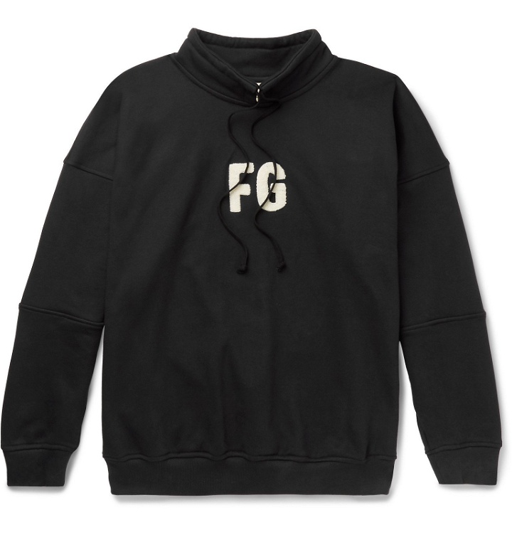 Photo: Fear of God - Logo-Appliquéd Mélange Loopback Cotton-Blend Jersey Sweatshirt - Black