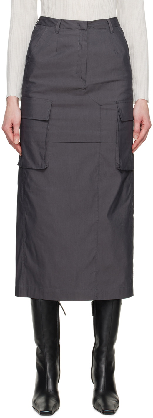 Youth Gray Cargo Pocket Maxi Skirt