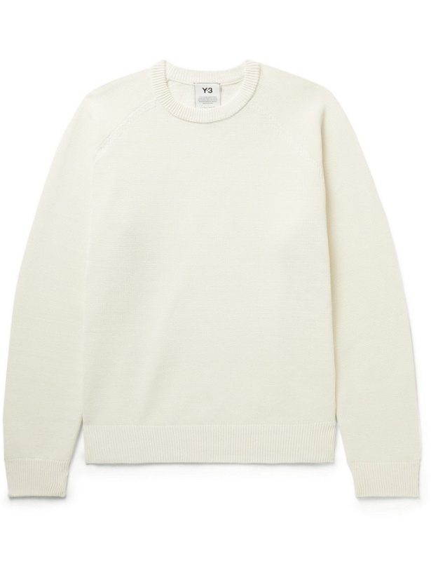 Photo: Y-3 - Logo-Jacquard Knitted Sweater - White
