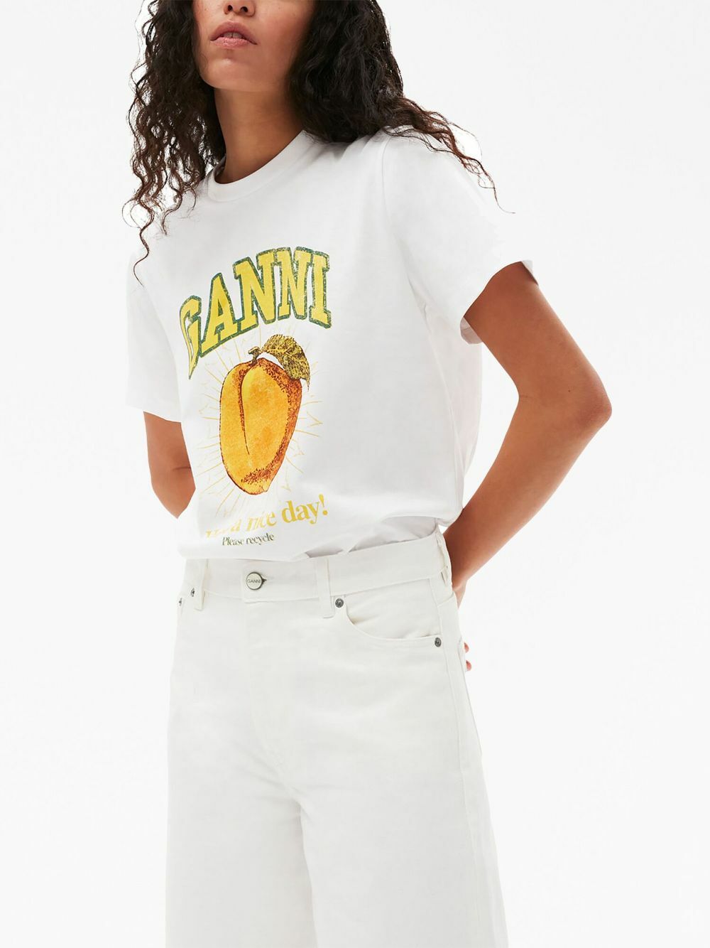 Ganni Stoped Oversized Shirt in Peach Parfait