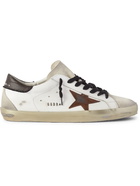 Golden Goose - Superstar Distressed Leather and Suede Sneakers - White