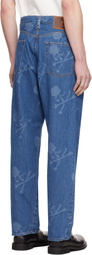 MASTERMIND WORLD Blue Monogram Straight Denim Jeans