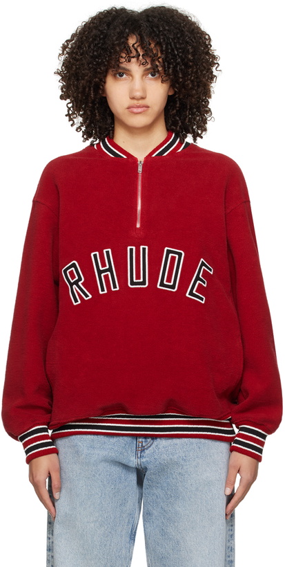 Photo: Rhude Red Half-Zip Jacket