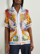 Casablanca - La Tornade De Rose Convertible-Collar Printed Silk-Twill Shirt - Orange