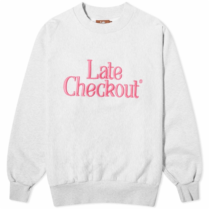 Photo: Late Checkout Men's Logo Sweatshirt in Grey