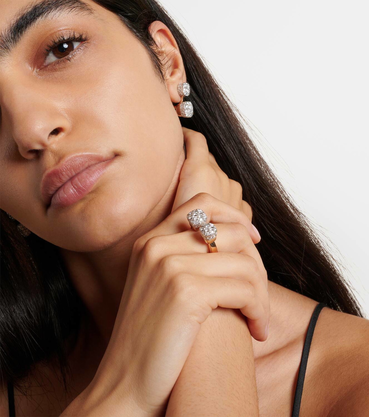 Pomellato Nudo 18kt rose and white gold ring with diamonds