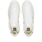 Veja Men's V-12 Leather Sneakers in White/Burgundy/Navy