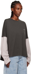 We11done Gray Coding Long-Sleeved Layered T-shirt