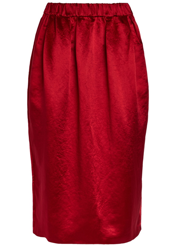 Photo: Maria Mcmanus Satin Midi Tulip Skirt Red