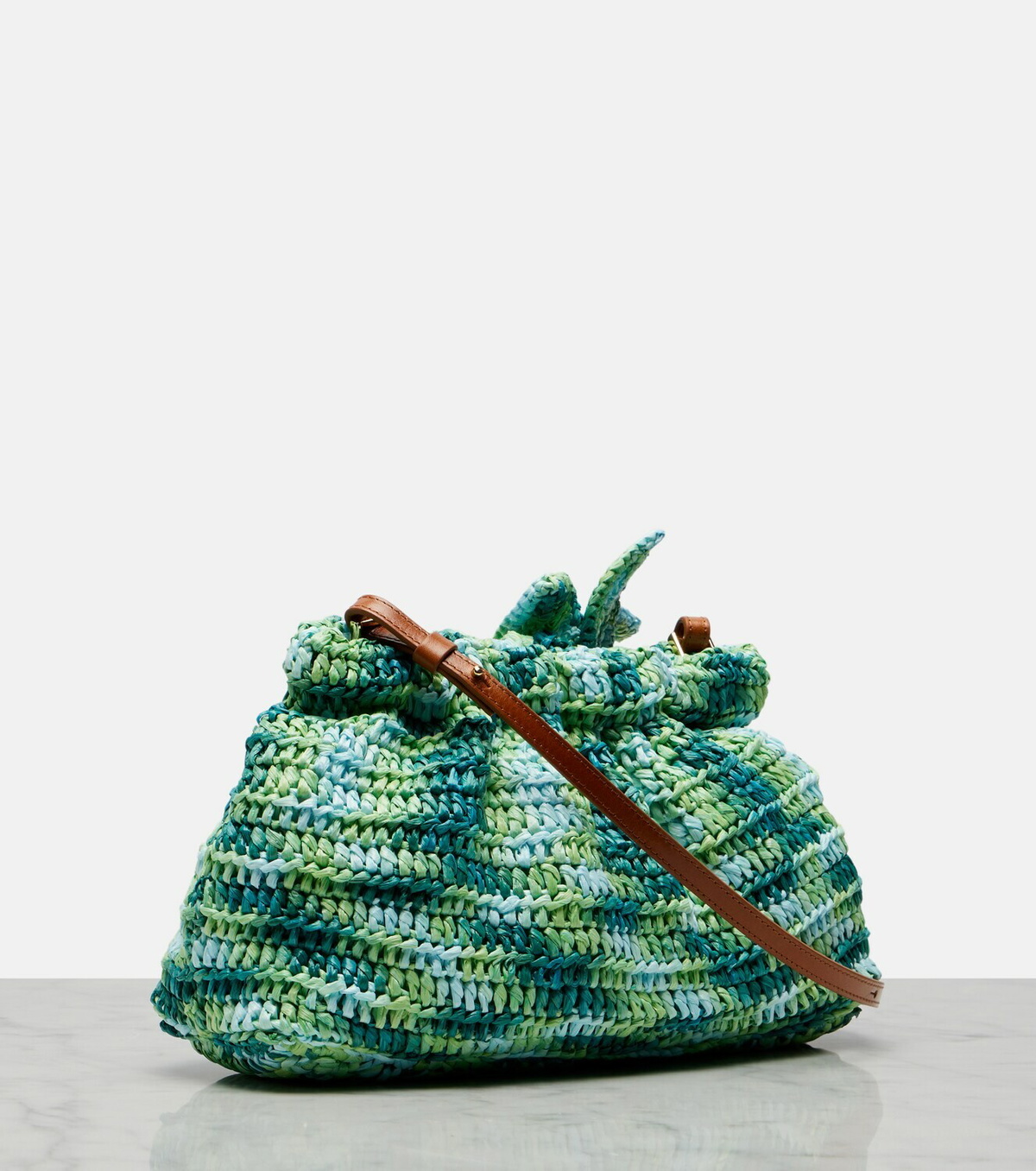 Aquazzura Calypso floral-appliqué raffia clutch