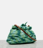 Aquazzura Calypso floral-appliqué raffia clutch