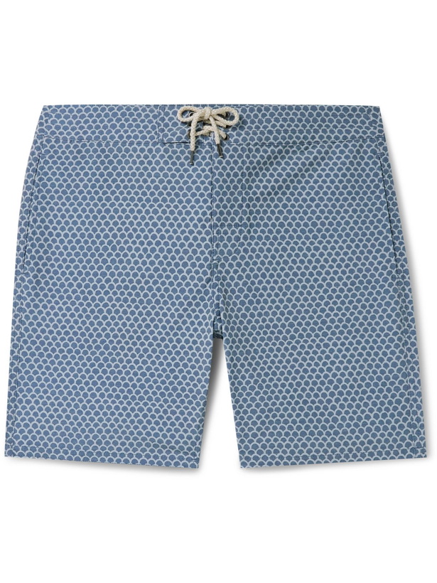 Photo: FAHERTY - Printed Recycled Swim Shorts - Blue