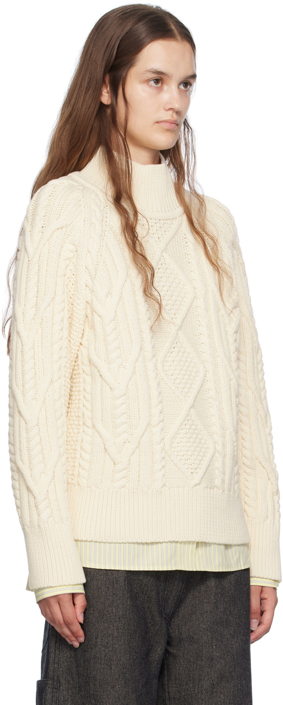 BOSS Off-White Mock Neck Sweater