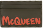 Alexander McQueen Khaki & Orange Graffiti Card Holder