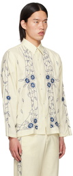 HARAGO Off-White Embroidered Shirt