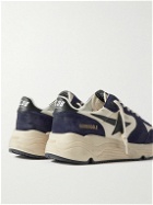 Golden Goose - Running Sole Distressed Leather, Suede and Mesh Sneakers - Blue
