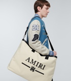 Amiri - Embroidered leather-trimmed tote bag