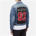 Alexander McQueen Men's 92 Back Logo Denim Jacket in Blue Washed