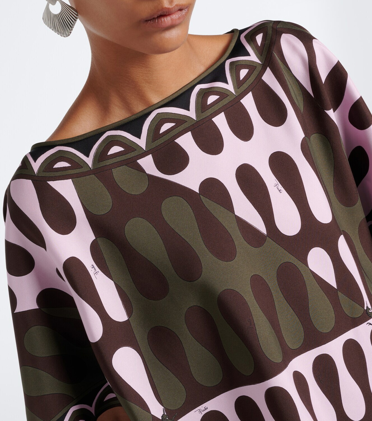Pucci Leocorno asymmetric silk twill top