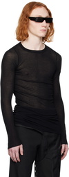 Rick Owens Black Raw Edge Long Sleeve T-Shirt