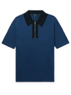 Dunhill - Cotton and Mulberry Silk-Blend Half-Zip Polo Shirt - Blue
