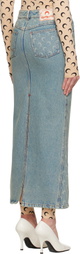 Marine Serre Blue Moon Laser Denim Maxi Skirt