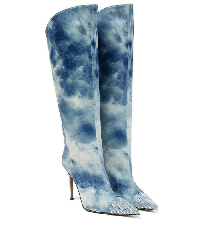 Photo: Alexandre Vauthier - Tie-dye denim knee-high boots