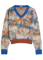 Mother The Crop Varsity Printed Alpaca and Wool-blend Jumper Multicoloured