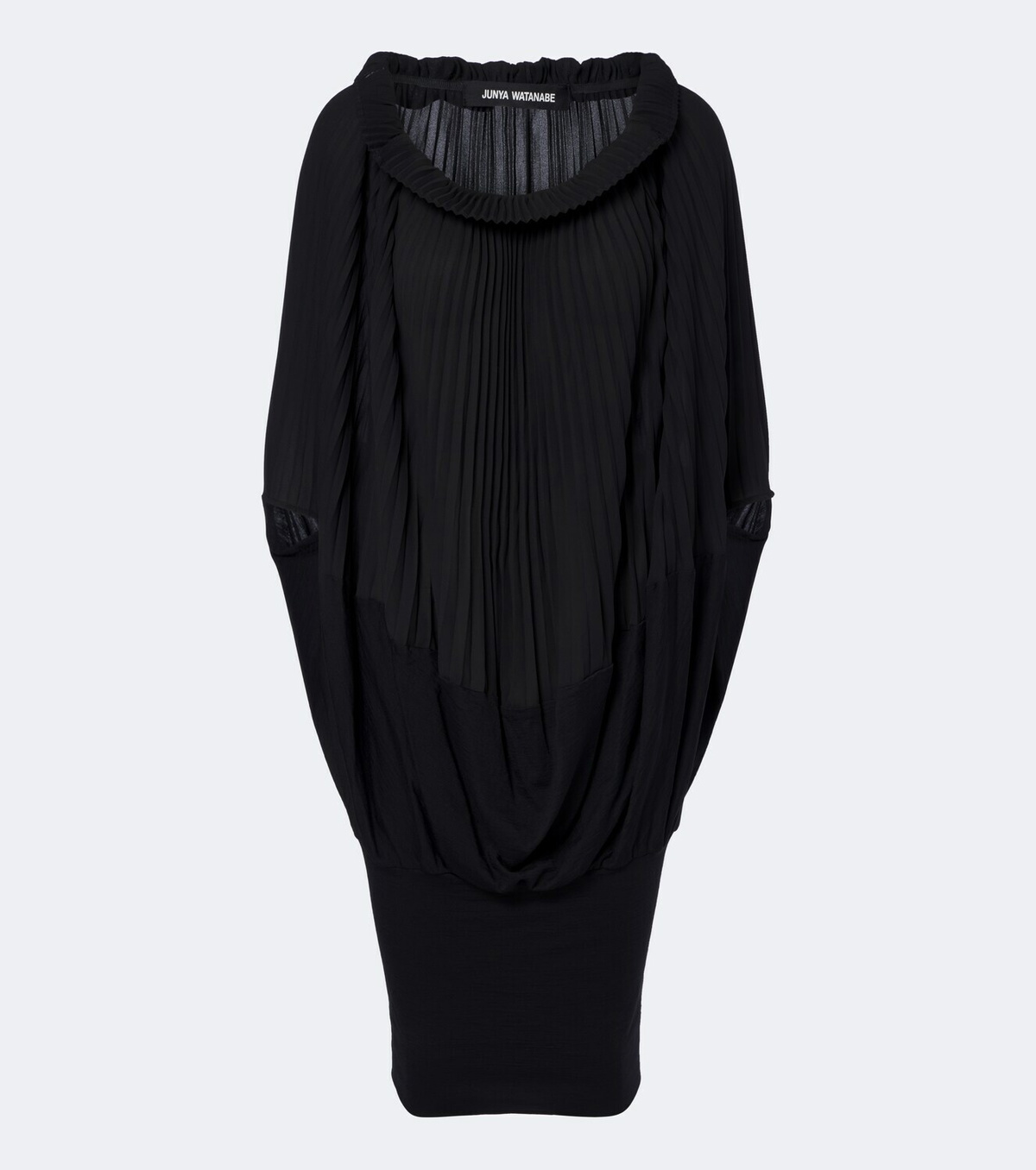 Junya Watanabe Pleated wool-paneled midi dress