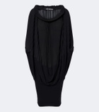 Junya Watanabe Pleated wool-paneled midi dress